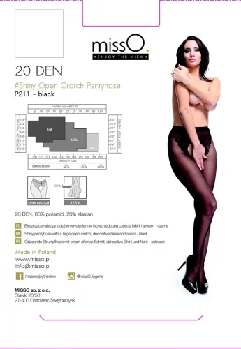 misso p211 rajstopy z wycięciem, czarne xxl cienka dzianina połysk na Arena.pl