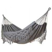 DUŻY MOCNY WYTRZYMAŁY HAMAK OGRODOWY BOHO HUŚTAWKA MIDAS 150x200 SZARY