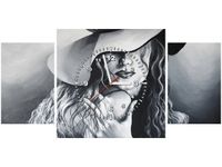 80X40CM ZEGAR SZARA DAMA OBRAZ