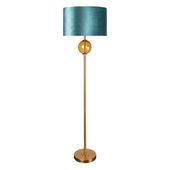 Lampa stojąca z welwetowym abażurem MUSA 46x165 turkusowa + złota