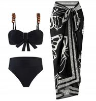 ZESTAW BIKINI 3-CZĘŚCIOWY Z SPÓDNICZKĄ MOTYLE ELEGANCJA I STYL NA PLAŻĘ L