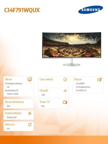 Samsung 34'' C34F791WQUX na Arena.pl