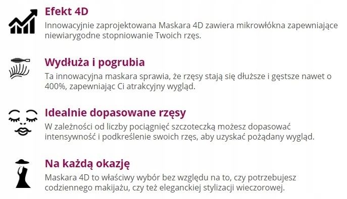 4D TUSZ DO RZĘS Jedwab wydłużający MASKARA mascara zdjęcie 8