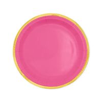Talerzyki papierowe różowe fuksja ze złotym brzegiem Classic Gold 18cm 6sz