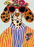 Plakat 13x18cm  Portret Zwierząt | Pies w Okularach | Pop Art