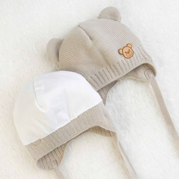 Czapka CZAPECZKA NIEMOWLĘCA dla niemowlaka Z USZAMI wiosna jesień 38-40 zdjęcie 7