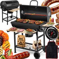 GRILL WĘGLOWY OGRODOWY BECZKA 3 CHROMOWANE RUSZTY POPIELNIK TERMOMETR KÓŁKA