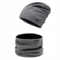 Komplet męski na POLARZE czapka + komin Szary