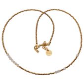 Naszyjnik urodzeniowy listopad - cytryn, hematyt i srebro złocone