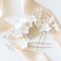 Kwiatowa ozdoba do włosów na ślub wsuwka grzebyk zestaw w stylu boho