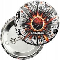 Przypinka z agrafką 59mm - KOSZYKÓWKA SPORT PIŁKA KOSZ DRUŻYNA
