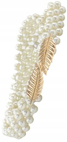 Pasek Damski Wąski Perłowy Elastyczny Perły Biały na Arena.pl