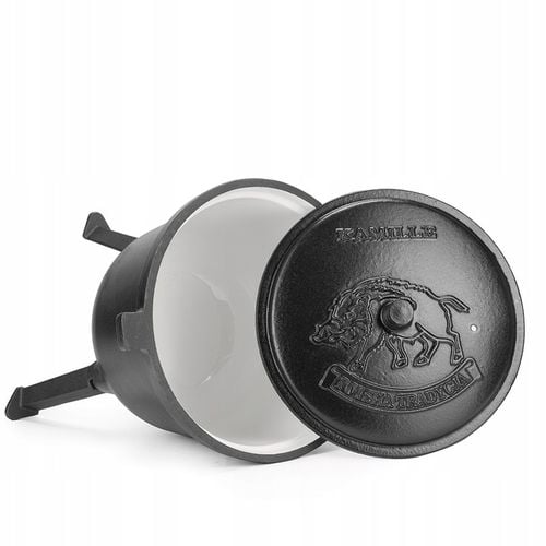 KOCIOŁEK MYŚLIWSKI ŻELIWNY EMALIOWANY GARNEK STOJĄCY NA OGNISKO 10L na Arena.pl