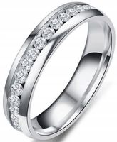Srebrny Pierścionek Białe Cyrkonie Obrączka Kamień