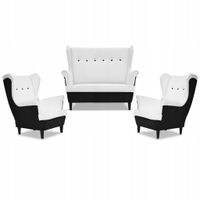 Zestaw wypoczynkowy ARI DUO sofa fotele  czarno - biały