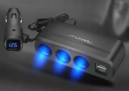 ROZGAŁĘŹNIK ZAPALNICZKI TRÓJNIK WOLTOMIERZ 2x USB na Arena.pl