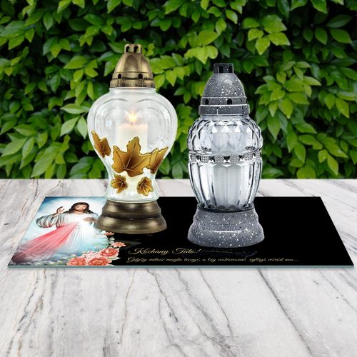 SZKLANA PODSTAWKA POD ZNICZE Z LUSTRA TWÓJ DOWOLNY TEKST 60x30cm 773d na Arena.pl