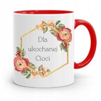 Kubek Czerwony Prezent Dla Ukochanej Cioci Z Nadrukiem Ze Zdjęciem