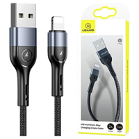 usams kabel pleciony u55 2a lightningczarny/black 1m sj448usb01 (us-sj448)
