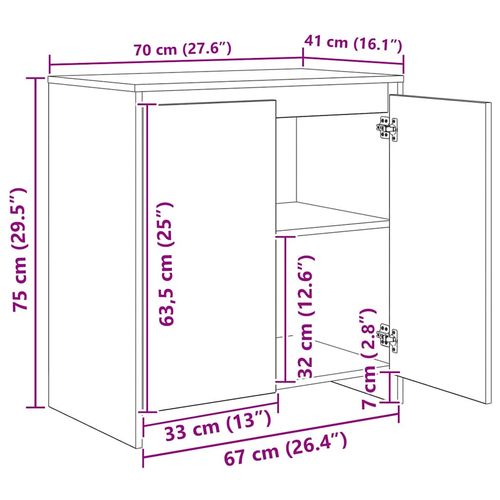 Bufet 3 pcs Czarny dąb 70 x 41 x 75 cm Materiał drewnopochodny na Arena.pl