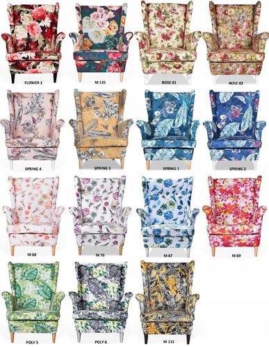 Fotel uszak ARI PRINT skandynawski  patchwork czarno biały na Arena.pl