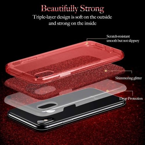 Etui Xiaomi Redmi 8A Brokat Glitter Czerwone na Arena.pl