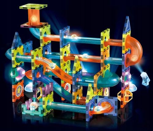 Klocki magnetyczne tor kulkowy zestaw 110 elementów na Arena.pl