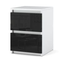 Szafka Nocna 2 Szuflady Stolik Nakastlik Do Sypialni Biały Czarny Połysk