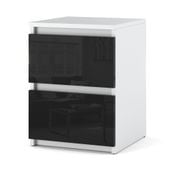 Szafka Nocna 2 Szuflady Stolik Nakastlik Do Sypialni Biały Czarny Połysk