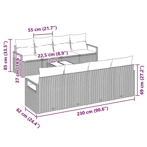 Zestaw Sof na Ogród 7 pcs Czarny 55 x 55 x 37 cm polirattan na Arena.pl