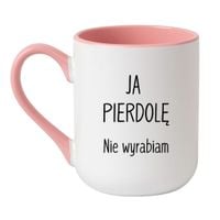 KUBEK "JA PIERODLĘ! NIE WYRABIAM" Wzór - Elegant Biało-Różowy 330 ml