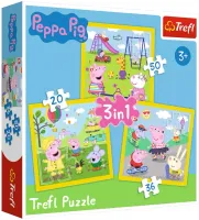 Puzzle dla dzieci ze Świnką Peppą Wesoły dzień Peppy 3 układanki w pudełku