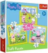 Puzzle dla dzieci ze Świnką Peppą Wesoły dzień Peppy 3 układanki w pudełku