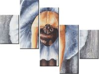 100 75CM OBRAZ 5 ELEM BŁĘKITNA BALETNICA ŚCIENNY