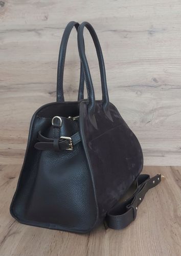 Duży włoski kufer Vera Pelle skórzana pojemna torba A4 Czekoladowa na Arena.pl