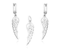 Rodowany wiszący srebrny komplet skrzydła anioła wings srebro 925 KS0157Z