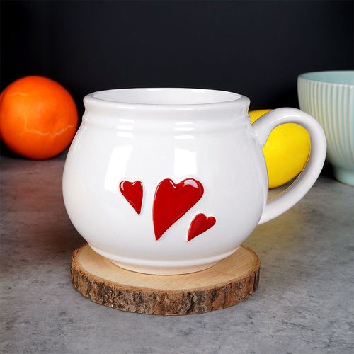 Kubek ceramiczny biały serce 430 ml na Arena.pl