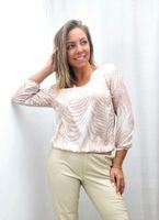 Bluzka Blue w liście Beżowo-kremowa 40