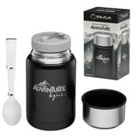 Termos obiadowy podróżny ze składaną łyżką 500 ml stal nierdzewny czarny