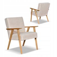 Fotel w stylu PRL retro vintage SOLER Family Meble beżowy welur Hunter