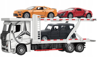 AUTO MODEL MERCEDES-BENZ ACTROS TIR LAWETA 3 AUTKA ZESTAW TRANSPORTER BIAŁY