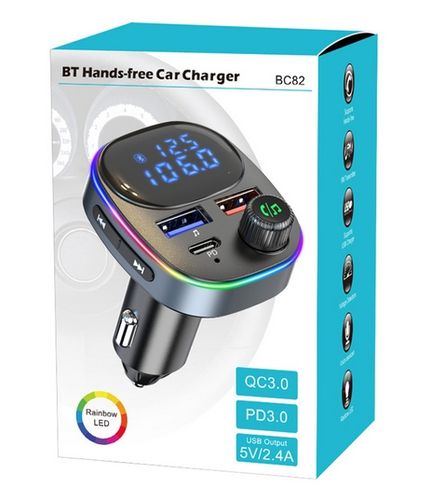 TRANSMITER BLUETOOTH FM SAMOCHODOWY SZYBKA ŁADOWARKA USB USB-C AUX na Arena.pl