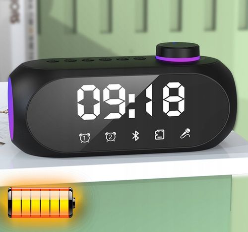 GŁOŚNIK BEZPRZEWODOWY BLUETOOTH BUDZIK ZEGAR LED RADIO FM MP3 OŚWIETLENIE na Arena.pl
