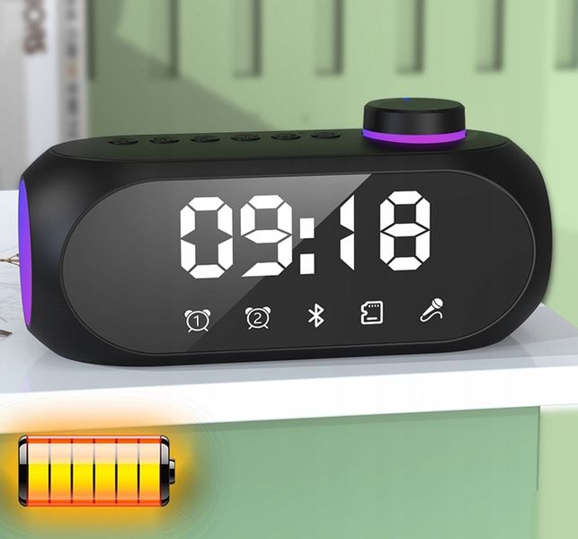 GŁOŚNIK BEZPRZEWODOWY BLUETOOTH BUDZIK ZEGAR LED RADIO FM MP3 OŚWIETLENIE zdjęcie 6