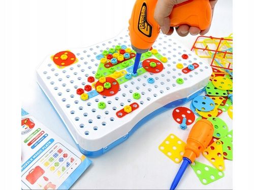 WKRĘTARKA ZESTAW KONSTRUKCYJNY dla dzieci ŚRUBKI 3D Kolorowe klocki Kuferek na Arena.pl