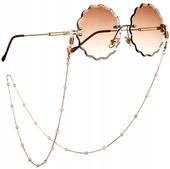 Ozdobny Modny Łańcuszek Perełki Do Okularów Złoty