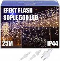 SOPLE 500 LED KURTYNA LAMPKI ZEWNĘTRZNE IP44 BIAŁY CIEPŁY+ ZIMNY FLASH 25M