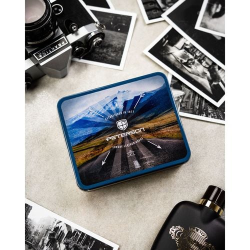 brązowy, skórzany portfel męski wyposażony w system rfid i zamykany na Arena.pl