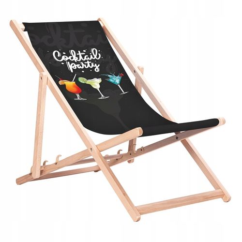 Leżak Drewniany z Gotowymi Nadrukami Summer Vibes Black Bukowe Leżaki KN138 na Arena.pl
