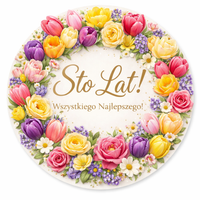 Opłatek na tort Okazjonalny Kwiaty Ramka Tekst Gratis Urodziny 18 30 40 50